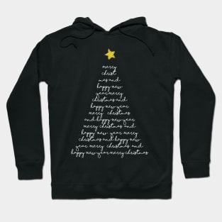 Handwritten typography Christmas tree No2 Hoodie